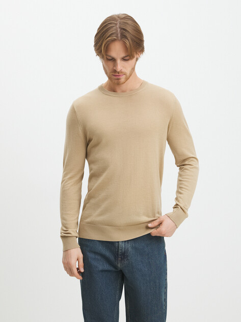 Мужской джемпер MARCIANO BY GUESS MERINO WOOL ESSENTIAL CN, Артикул 3BHR005397Z, бежевый | 4449882. Ракурс 1