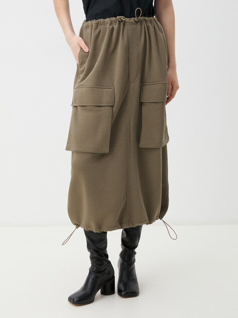Юбка  миди MM6 MAISON MARGIELA, Артикул S52MI0015, зелено-коричневый | 4451274. Ракурс 1
