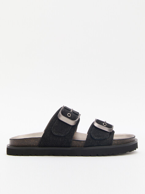 Женские шлепанцы из денима TENDANCE, Артикул GLC7606F-01, черный | 4461194. Ракурс 1