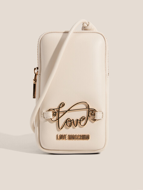 Женская сумка для смартфона LOVE MOSCHINO SCRIPT SLG, Артикул JC5737PP, молочно-бежевый | 4463439. Ракурс 1