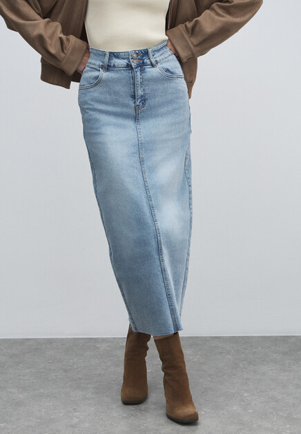 Юбка из денима MAISON DAVID, Артикул ZH-24-06, голубой | 4481082. Ракурс 1