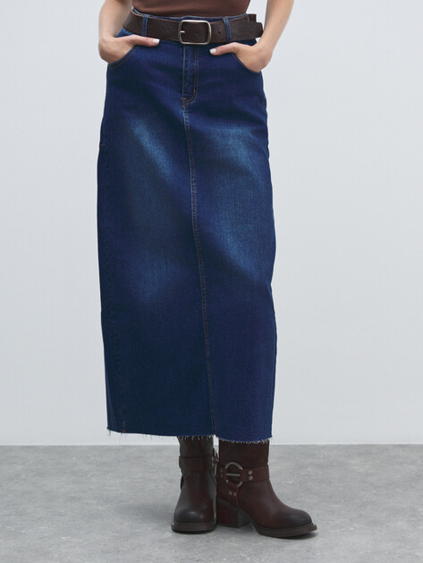 Юбка из денима MAISON DAVID, Артикул ZH-24-06, темно-синий | 4481096. Ракурс 1