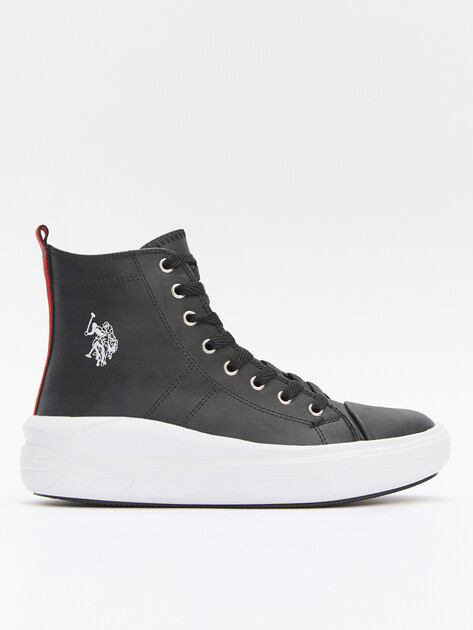 Женские высокие кеды U.S.POLO ASSN. CLEMENTINE PU 3PR, Артикул 101390024, черный | 4492673. Ракурс 1