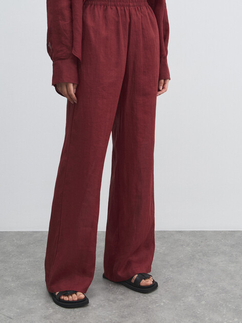Женские широкие брюки  MAISON DAVID, Артикул 2024-514, вишневый | 4503111. Ракурс 1