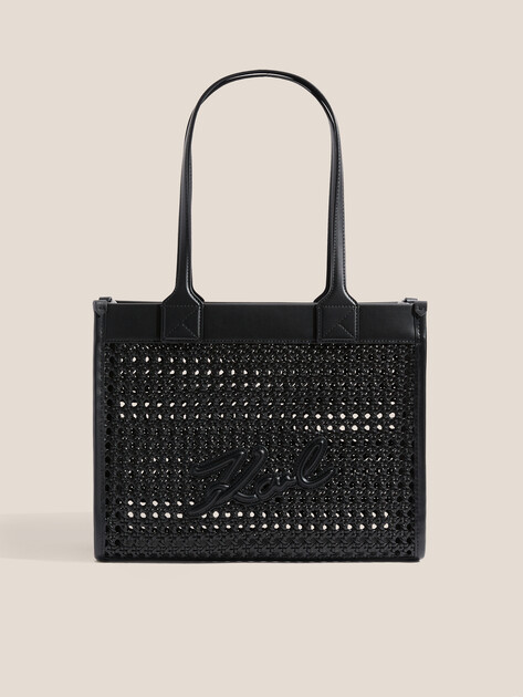 Женский тоут KARL LAGERFELD k/skuare md tote woven, Артикул A2W30052, черный | 4522416. Ракурс 1