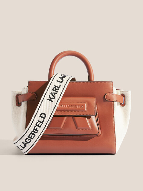 Женский тоут KARL LAGERFELD ikon/k sm tote canvas, Артикул A2W30169, светло-коричневый | 4522426. Ракурс 1