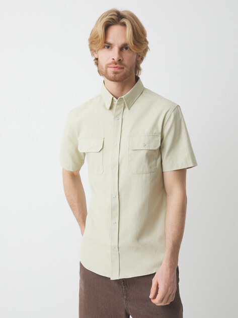 Мужская рубашка MAISON DAVID, Артикул MLY24-114, зелено-бежевый | 4524186. Ракурс 1