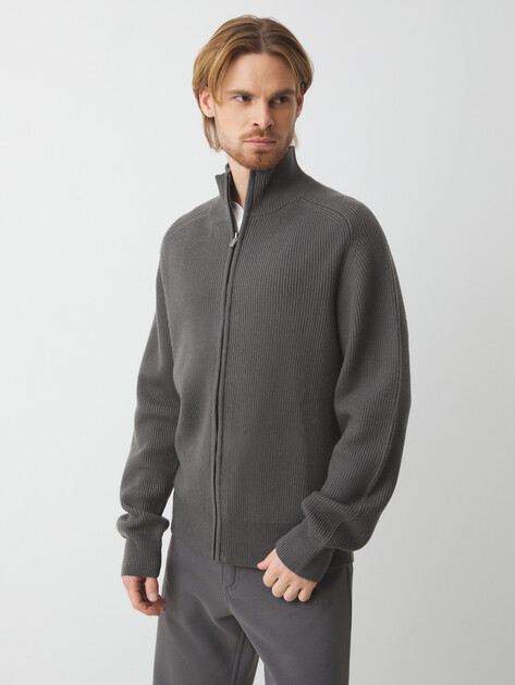 Мужской кардиган MAISON DAVID, Артикул 2024-097, зелено-серый | 4525345. Ракурс 1