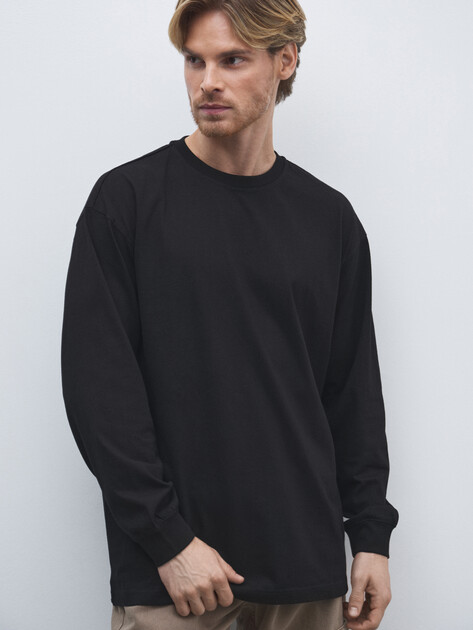 Мужской лонгслив MAISON DAVID, Артикул 2024-527, черный | 4525430. Ракурс 1