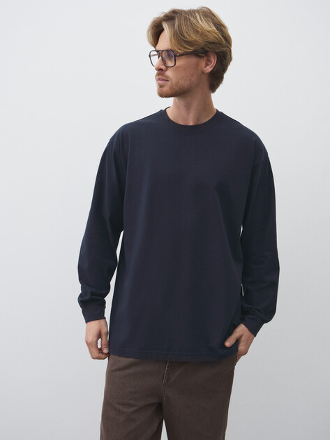 Мужской лонгслив MAISON DAVID, Артикул 2024-527, ночной синий | 4525486. Ракурс 1