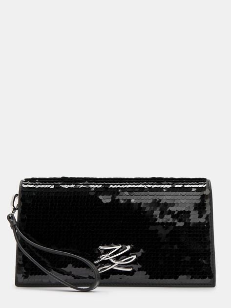Клатч KARL LAGERFELD k/soiree autograph sequins, Артикул A2W30208, черный | 4526132. Ракурс 1