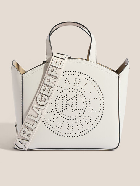 Женский тоут KARL LAGERFELD k/circle sm tote perforated, Артикул A1W30058, бледно-серый | 4527112. Ракурс 1