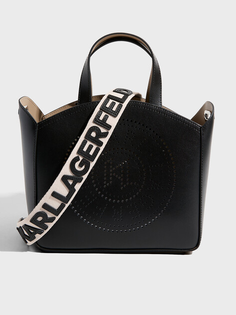 Женский тоут KARL LAGERFELD k/circle sm tote perforated, Артикул A1W30058, черный | 4527115. Ракурс 1