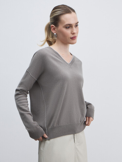 Мужской пуловер MAISON DAVID, Артикул 2024-079, бежево-серый | 4541638. Ракурс 1