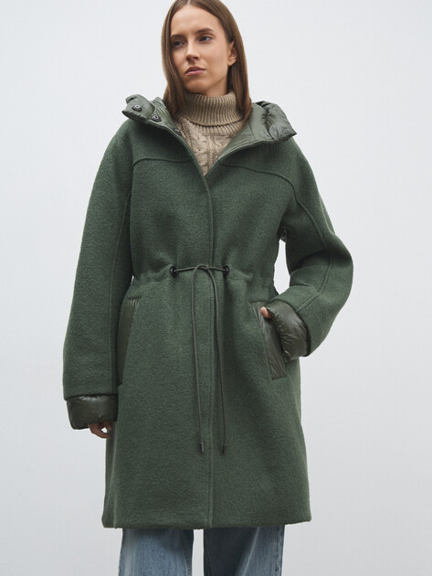 Женское пальто с утепленным подкладом GEOX W KLEOPY, Артикул W5615F, темно-зеленый | 4551584. Ракурс 1