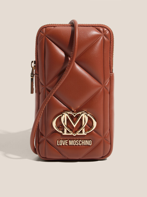 Женская сумка для смартфона LOVE MOSCHINO SLG EMBOSSED Q, Артикул JC5645PP, красно-коричневый | 4560646. Ракурс 1