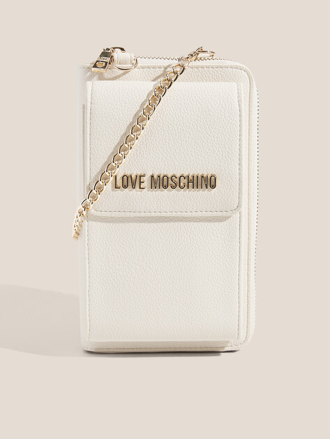 Женская сумка для смартфона LOVE MOSCHINO SLG SIGNATURE, Артикул JC5701PP FW25, молочно-белый | 4561389. Ракурс 1