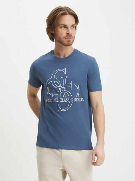 Мужская футболка GUESS SS BSC CLASSIC QUATTRO G TEE, Артикул M5RI59K9RM1, синий | 4568100. Ракурс 1