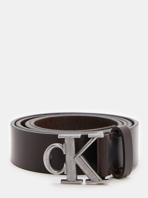 Мужской ремень CALVIN KLEIN JEANS ROUND MONO PLAQUE LTHR BELT, Артикул K50K512068, темно-коричневый | 4572475. Ракурс 1 Мужской ремень CALVIN KLEIN JEANS ROUND MONO PLAQUE LTHR BELT, Артикул K50K512068, темно-коричневый | 4572475. Ракурс 1