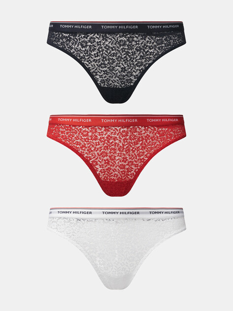 Женские трусы 3 шт. TOMMY HILFIGER 3 PACK BIKINI LACE, Артикул UW0UW04897, мультицвет | 4572957. Ракурс 1
