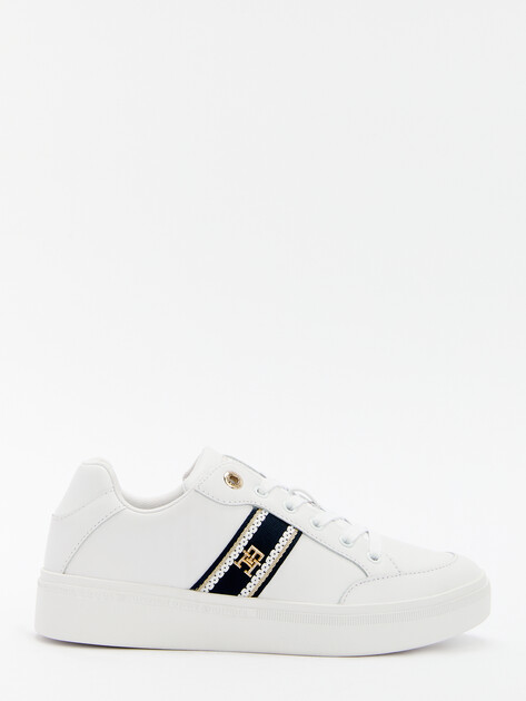 Женские кеды TOMMY HILFIGER WEBBING COURT SNEAKERS, Артикул FW0FW08071, белый | 4573203. Ракурс 1 Женские кеды TOMMY HILFIGER WEBBING COURT SNEAKERS, Артикул FW0FW08071, белый | 4573203. Ракурс 1