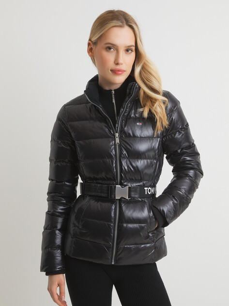 Женская куртка TOMMY JEANS TJW BRANDED BELT DOWN JACKET, Артикул DW0DW18826, черный | 4573268. Ракурс 1