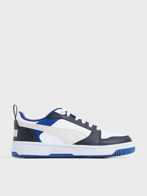 Детские кеды PUMA Puma Rebound V6 Lo Jr, Артикул 393833, темно-синий | 4587273. Ракурс 1