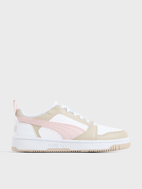 Детские кеды PUMA Puma Rebound V6 Lo Jr, Артикул 393833, бежевый | 4587291. Ракурс 1