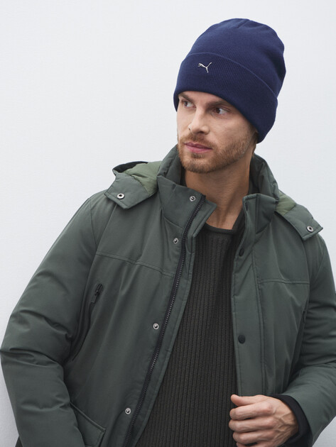 Шапка PUMA METAL PUMA CAT High Crown Beanie, Артикул 026404, темно-синий | 4591367. Ракурс 1