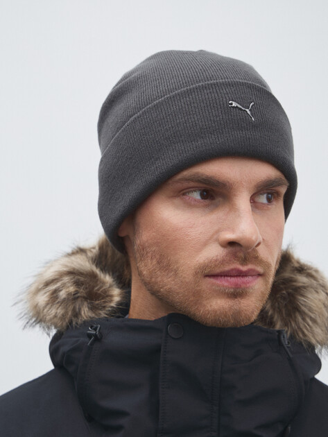 Шапка PUMA METAL PUMA CAT High Crown Beanie, Артикул 026404, темно-серый | 4591370. Ракурс 1