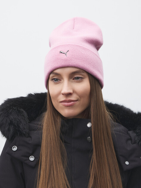 Женская шапка PUMA METAL PUMA CAT High Crown Beanie, Артикул 026404, светло-розовый | 4591432. Ракурс 1
