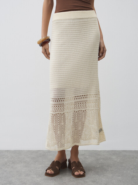 Юбка кроше MAISON DAVID, Артикул FL8757, молочно-бежевый | 4601991. Ракурс 1
