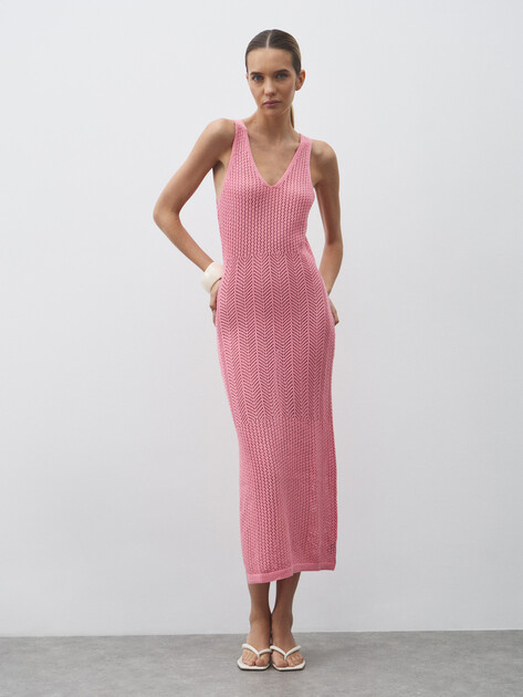 Женское платье кроше MAISON DAVID, Артикул FL8756, розовый | 4602205. Ракурс 1