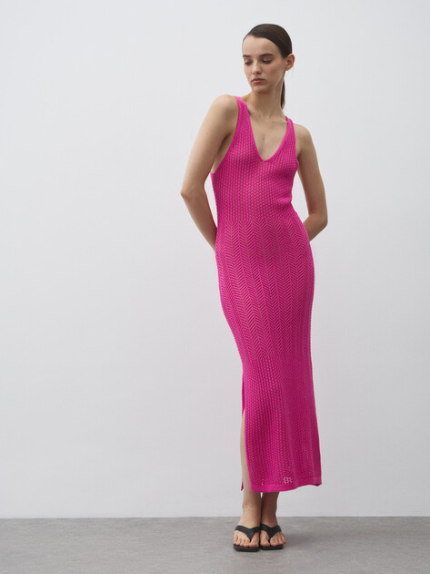 Женское платье кроше MAISON DAVID, Артикул FL8756, фуксия | 4602210. Ракурс 1