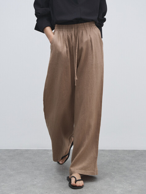 Женские брюки палаццо MAISON DAVID, Артикул KF009, бежево-коричневый | 4602683. Ракурс 1