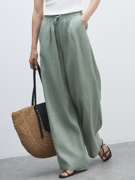 Женские брюки палаццо MAISON DAVID, Артикул KF009, фисташковый | 4602690. Ракурс 1