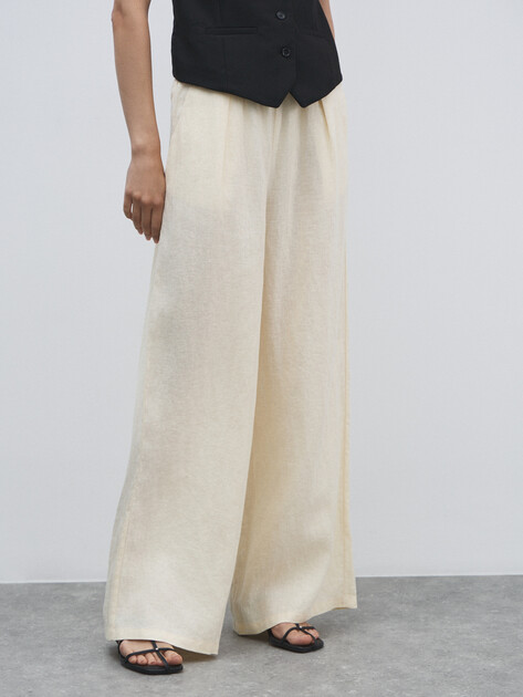 Женские брюки палаццо MAISON DAVID, Артикул KF009, молочный | 4602711. Ракурс 1