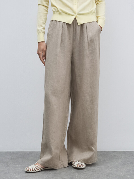 Женские брюки палаццо MAISON DAVID, Артикул KF009, пыльно-бежевый | 4602746. Ракурс 1