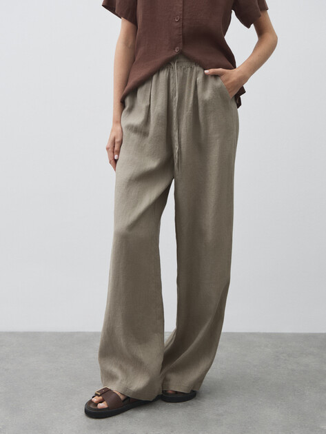 Женские брюки палаццо MAISON DAVID, Артикул KF009, зелено-серый | 4602760. Ракурс 1