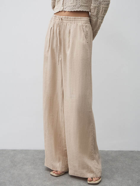 Женские брюки палаццо MAISON DAVID, Артикул KF009, пшеничный | 4602767. Ракурс 1