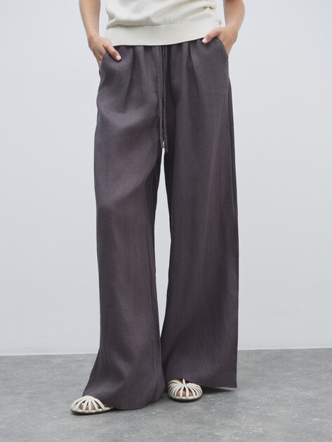 Женские брюки палаццо MAISON DAVID, Артикул KF009, фиолетово-серый | 4602802. Ракурс 1