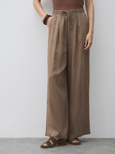 Женские брюки палаццо MAISON DAVID, Артикул KF009, зеленовато-коричневый | 4602830. Ракурс 1