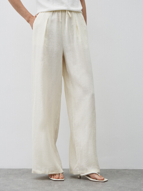 Женские брюки палаццо MAISON DAVID, Артикул KF009, молочно-белый | 4602886. Ракурс 1