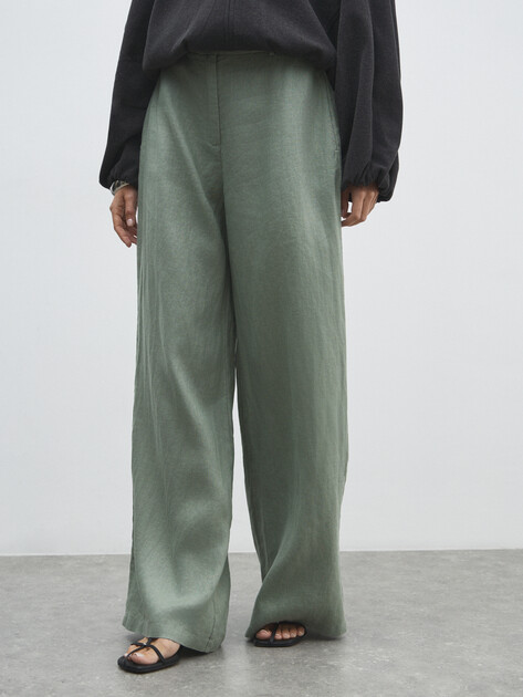 Женские широкие брюки  MAISON DAVID, Артикул KF019, фисташковый | 4602922. Ракурс 1