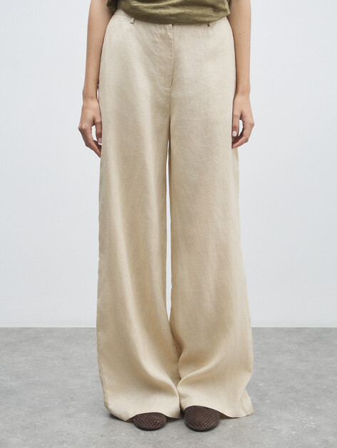 Женские широкие брюки  MAISON DAVID, Артикул KF019, песочный | 4602985. Ракурс 1