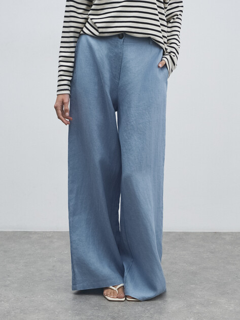 Женские широкие брюки  MAISON DAVID, Артикул KF019, голубой | 4603006. Ракурс 1