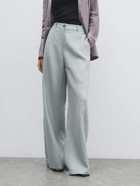 Женские широкие брюки  MAISON DAVID, Артикул KF019, голубовато-серый | 4603070. Ракурс 1