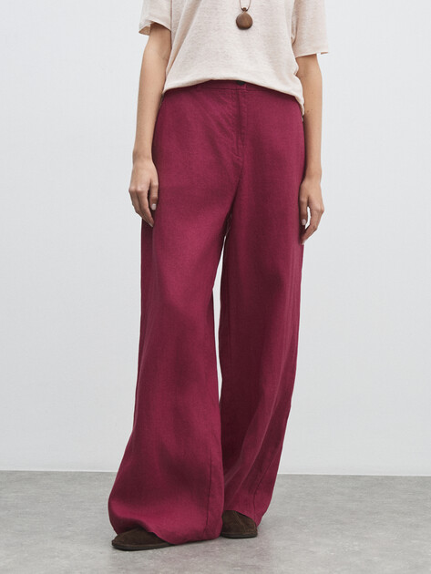 Женские широкие брюки  MAISON DAVID, Артикул KF019, вишневый | 4603091. Ракурс 1