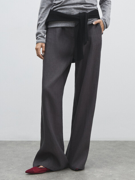 Женские широкие брюки  MAISON DAVID, Артикул KF019, антрацитовый | 4603105. Ракурс 1