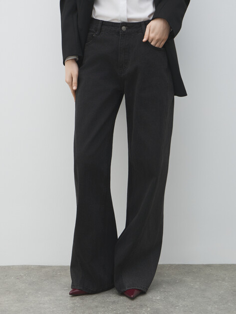 Женские широкие джинсы  MAISON DAVID, Артикул ZH25-56, черный | 4607138. Ракурс 1